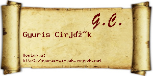 Gyuris Cirjék névjegykártya